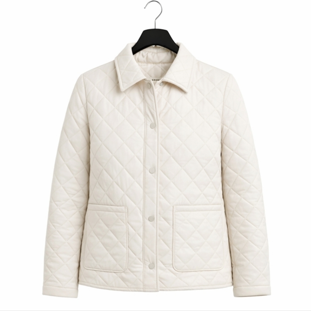 O'Kief & O'Kief Cream Quilted Womens Jacket Sz Lg